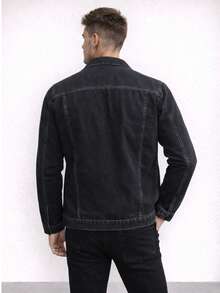 Men's Iron Button Twill Jacket - 黑色牛仔褲 - 查看 2