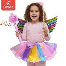 Kit Fantasia Fada Colorida C/ Asas Vestido Tranças e Varinha Magica C/ Som e Luz - Castela - Multicolorido - Visão 2