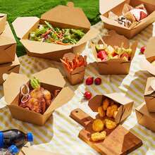 50/30/10个装 48盎司外卖盒，牛皮纸一次性午餐盒，食品容器，可微波炉加热，防漏防油，适用于餐厅、餐饮服务、野餐和派对 - 彩色 - 查看 8