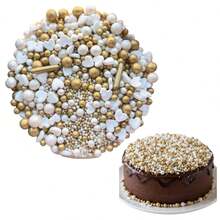 Mezcla de Sprinkles, Perlas, Rods y Confetti Comestibles para Decoración de Postres y Repostería – 100 g. - Elegant Dorado - Ver 7