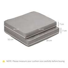 Set Of 2 Seat Cushions, 56 X 52 Cm, Fabric Cover With Zipper, 7 Cm Thick Padding, Washable, For Home, Garden, Car, Office, Sofa And Chairs, Light Grey - 1PC - View 3