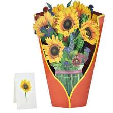 Valentine's Day Greeting Card Pop Up Cards, Rose Lilies & Lupines Paper Flower Bouquet Greeting Cards With Blank Note Card & Envelope, Birthday Gifts For Women - A - View 4