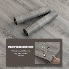 1 rolka 40 cm x 3 m samoprzylepnej naklejki na podłogę z winylu, 3D papier do odklejania i przyklejania z fakturą drewna, odpowiedni do domu, mieszkania, samoprzylepna, łatwa do usunięcia, wodoodporna, pogrubiona wykładzina podłogowa z fakturą drewna - B - Zobacz 11