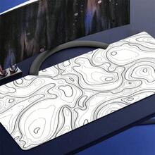 Alfombrilla de ratón grande con mapa topográfico en blanco y negro - Alfombrilla de ratón extendida con contorno, gran almohadilla para teclado, fácil de limpiar, alfombrilla de escritorio lavable con base de goma antideslizante, bordes cosidos con precisión, regalo de alfombrilla de ratón, protector de escritorio - A - Ver 8