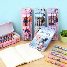 12支装 K-POP 2025 驱魔女团 12支装大号铅笔带橡皮擦，含3个卷笔刀，卡通 K-POP 风格文具，学习铅笔 - 彩色 - 查看 7