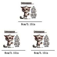 1pc/2pcs/3pcs Sleepy Cat Pattern Heat Transfer Stickers, DIY Iron-On Patches, Suitable For T-Shirt Making, Pillow Decor, Backpack, Cushion, Pants, Sofa Cover, Waterproof & Fade-Resistant - L - View 4