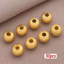 30颗磨砂圆形黄铜珠，18K镀金，3/4/5/6毫米金属球珠，散珠隔珠，适用于珠宝制作，如手链、项链、耳环等工艺品。 - 彩色 - 查看 8