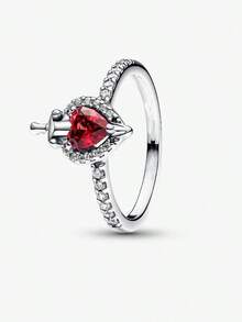 1Pc Fashion High-End Exquisite Luxury Diamond Rings, Pink Crown Diamond Rings, Wedding Rings, Engagement Rings, Suitable As A Beautiful Gift To Witness Love - Silver - View 1