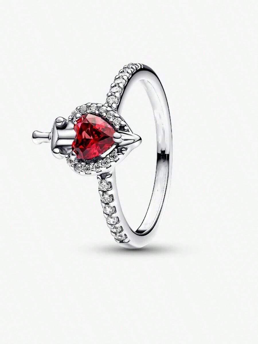 1Pc Fashion High-End Exquisite Luxury Diamond Rings, Pink Crown Diamond Rings, Wedding Rings, Engagement Rings, Suitable As A Beautiful Gift To Witness Love - Silver - View 1