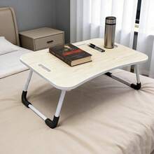 Ultra-Large Portable Laptop Bed Table-Multifunctional Tray Holder With Cup Holder Ideal For Eating, Reading, Writing, Sofa In Bed, Stable Floor, Durable, Foldable - Yellow Wood Color - View 6