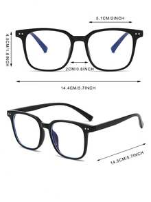 1副男士黑色方形PC框简约纯色个性化休闲时尚街头风眼镜 - 黑色 - 查看 5