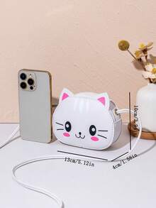 1pc Girls' Mini Cute Sweet Crossbody Bag, Kids Adorable Cat Print Casual Small Pouch, Girls' Small Coin Purse, Change Purse, Snack Bag, Travel Daily Use Crossbody Bag Handbag - M1997 - View 8