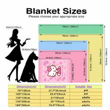 SANRIO Chăn nỉ mềm mại với họa tiết hoa Hello Kitty dễ thương, nền màu hồng, hình Hello Kitty ở trung tâm đội vòng hoa, bao quanh là bướm và hoa, mang lại sự ấm áp và mềm mại, thích hợp cho ghế sofa, giấc ngủ trưa, trang trí giường ngủ. - Nhiều màu - Xem 7