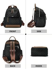 Functional City Backpack Interpreting Commuting Aesthetics In Various Scenarios, Unlocking Absolute Visual Sovereignty For Daily, Cycling, And Travel. Equipped With A Scientific Three-Mode Matrix: Two Adjustable Standard Brown Leather Shoulder Straps, Top Handle, Ergonomically Optimized To Provide Cloud-Like Carrying Experience. Side Functional Pockets Can Hold Water Bottles, Umbrellas - Multicolor - View 4