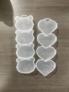 2个/1个多功能发圈收纳盒，透明塑料材质，带隔层和锁扣盖，心形和熊形首饰、糖果、珍珠、文具收纳盒，多功能家居收纳方案 - 彩色 - 查看 9