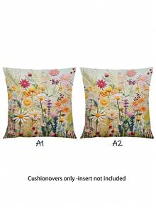 2件装波西米亚风活力花卉图案春季花卉波西米亚抱枕套，几何印花波西米亚靠垫套，复古亚麻质感，畅销款，隐形拉链，可机洗，家居装饰抱枕套，适用于沙发、客厅、卧室，不含枕芯 - 彩色 - 查看 15