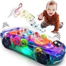 ArtCreativity Light Up Transparent Sensory Car Toy For Kids, 1PC, Bump And Go Toy Car With Colorful Moving Gears, Music, And LED Effects, Easter Toys For Toddlers, Great Birthday Gift Idea - 彩色 - 查看 9