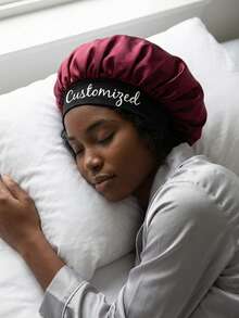 Customizable Silk Sleep Cap With Name, Satin Sleep Cap With Customized Name, Personalized Hair Cap With Name, Customizable Ladies Beauty Cap, Valentine's Day Customized Gift, Ladies Headband, Curling Silk Sleep Cap, Large Size Sleep Cap, Customized Bridesmaid Gift, Bridal Party Gift, Wedding Gift, Birthday Gift, Teacher Gift, Party Favor, Bridal Shower Gift, Mother's Day Gift, Best Friend, Mom, Wife, Girlfriend - Multicolor - View 8