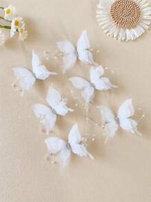 6 chiếc kẹp tóc pha lê, kẹp bướm đính đá lấp lánh, phụ kiện tóc thanh lịch dành cho nữ, phù hợp mọi mùa, phụ kiện đội đầu, kẹp càng cua, kẹp tóc trượt - Nhiều màu - Xem 11