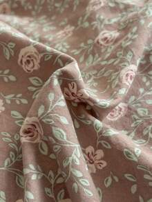 3件套100%涤纶春夏新款花卉图案床上用品套装，2个蝴蝶结枕套+1个被套（不含床单） - 彩色 - 查看 5