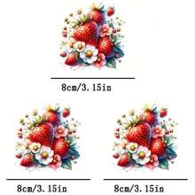 1片/2片/3片装 耐用持久的热转印草莓图案贴纸，适用于DIY T恤、卫衣、牛仔裤、连帽衫、背包、夹克、手提包、枕头 - L+S - 查看 5