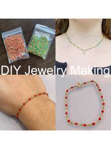 Dây chuyền hạt thép không gỉ 100cm, dây chuyền hạt nhựa nhiều màu sắc phong cách Bohemian, dây chuyền tráng men để làm trang sức DIY và phụ kiện vòng cổ. - Chuỗi tự làm - Xem 5