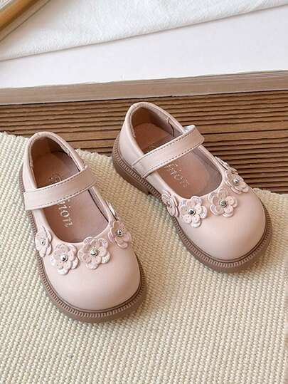 1 Pair Girls' Floral Slip-On Loafers, Princess Casual Shoes, Toddler & Little Kid Non-Slip Soft Sole Vintage Mary Jane Shoes, Breathable Comfortable Versatile Shoes For Spring, Summer, Fall