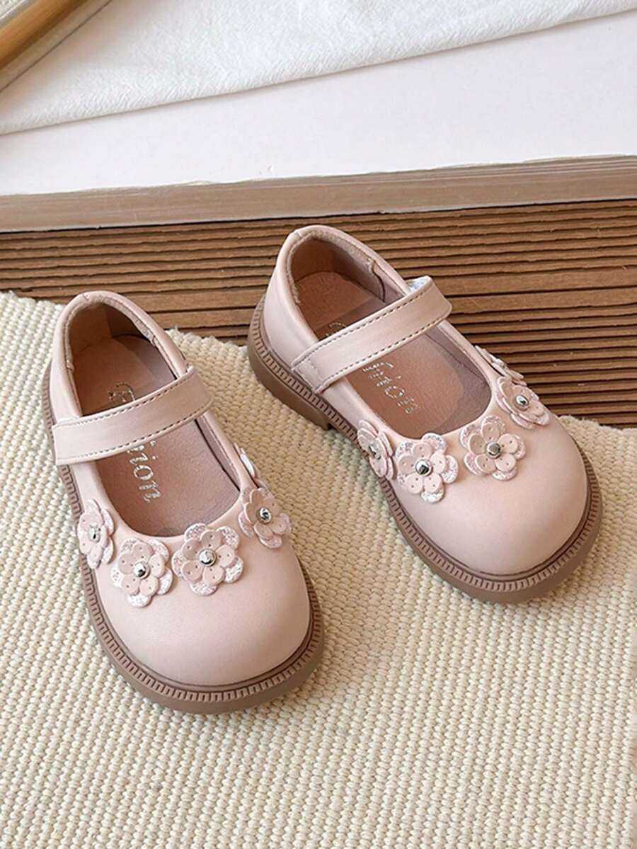 1 Pair Girls' Floral Slip-On Loafers, Princess Casual Shoes, Toddler & Little Kid Non-Slip Soft Sole Vintage Mary Jane Shoes, Breathable Comfortable Versatile Shoes For Spring, Summer, Fall - Pink - View 1