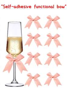 Decoración de lazo de cinta de satén rosa, empaque de regalo, adecuado para botellas de champán, pasteles, dulces, manualidades DIY, regalos, bodas, baby showers, despedidas de soltera, Navidad, cumpleaños, fiestas al aire libre, campamentos, Halloween y talla grande - Varios colores/estilos aleatorios - Ver 20