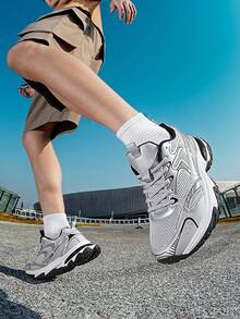 All Season Men's Basketball Shoes, Training Shoes, New Plus Size Men's Shoes, Rubber Sole Student Sports Casual Shoes, High Elasticity Shoes (Sole Pattern Design Random) - Silver - View 2