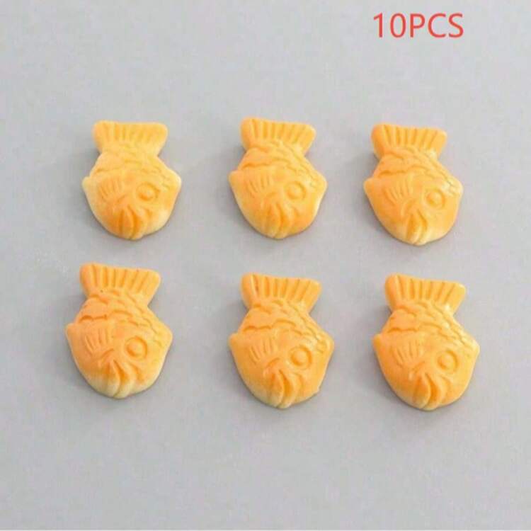 10 件复古经典饼干和鱼形树脂吊坠 DIY 珠宝工艺手链项链手链吊坠配件，珠宝制作用品，适合女性、母亲节、情人节和节日 - 餅乾魚吊墜 - 查看 12