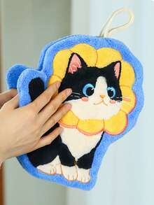 1条可爱猫咪造型多巴胺吸水性强、触感柔软的手巾，竖款设计节省空间，适合浴室和厨房装饰，色彩鲜艳，可用作浴室/厨房装饰布或厨房毛巾 - 彩色 - 查看 4