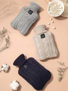 1pc 1000ml/2000mlHot Water Bag Filled With Water, Warm Water Bag For Women, Hot Compress For The Stomach, Student Size, Water Filled, Warm Hands, Cute Plush Baby - Navy Blue - View 3