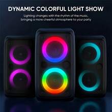 Portable Bluetooth Karaoke Player With 1 Wired Microphone, Supporting TWS/TF/USB/AUX, Large Party PA System With Disco Lights, Suitable For Home, Camping, And Travel Stereo Speakers,USB Charging - Black - View 3