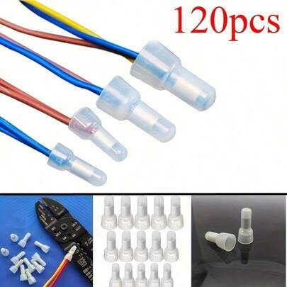 120pcs, 3 Models With 40pcs Each, Closed-End Safety Crimp Caps, Nipple Mouth Wire Connectors