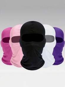 2pcs/Set Unisex Solid Color Balaclava Face Mask, Suitable For Daily Use, Outdoor Travel, Hiking, Skiing, Cycling - Multicolor - View 13