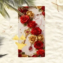 1 szt. Naszyjnik z kluczem w kolorze czerwonym i złotym, ultramiękki, duży ręcznik plażowy, superchłonny ręcznik kąpielowy, odpowiedni do podróży, basenu, nurkowania, surfingu, jogi, kempingu, dostępny w wielu rozmiarach, akcesoria plażowe na plażę, basen, podróże, kemping, wystrój łazienki do jogi - C - Zobacz 7