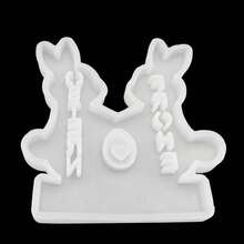 二合一心形和德国复活节兔子模具，水泥、石膏、硅胶材质，适用于DIY蜡烛、树脂工艺品制作 - A - 查看 3