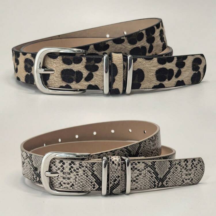 2条豹纹腰带，适合搭配牛仔裤、休闲裤，春夏秋季皆宜。 - 彩色 - 查看 3