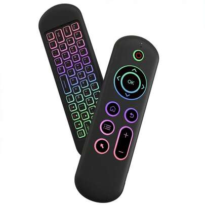 VELEC 2.4G & Bluetooth 5.2 Wireless Air Mouse Remote Control, Mini Keyboard With Motion Sensing And Backlight, Rechargeable, Suitable For Android TV Box/Computer/Smart TV/Projector/All-In-One
