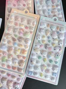 可爱3D毛绒兔子熊贴纸趣味动物手机壳装饰贴纸交换贴纸 - 彩色 - 查看 5