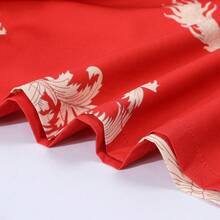 Chinese Style Retro Loose Mid-Length Festive Red Dragon Print Kimono Cardigan, Casual Home Robe With Tie Waist, Lightweight Summer Beach Cover-Up, Thin Outerwear - Red - View 8