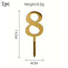1个/10个装 0-9岁生日蛋糕装饰插牌，金色，适用于婚礼、儿童生日派对蛋糕装饰、婴儿派对等场合。 - 彩色 - 查看 22