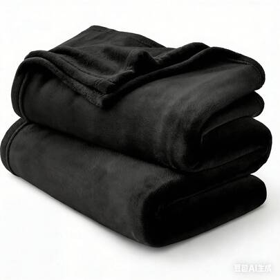 1pc Black Super Soft Wool Blanket, Large Size, Non-Shedding & Pill-Resistant, Luxurious Plush Comfortable Lightweight Throw Blanket For Bed, Sofa, Chair, Suitable For All Seasons