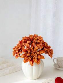 5 PIEZAS Flores artificiales de dalia simuladas de color champán con tallo, flores artificiales de seda, adecuadas para decoración del hogar, centro de mesa de comedor de primavera, centro de decoración de jardín al aire libre, fiestas, regalos, flores de muñeca de novia, decoración del Día de San Valentín y Día de la Madre, decoración de ramo de boda DIY y corona de flores - naranja - Ver 8