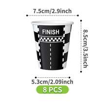 1 Set Racing Dashboard Disposable Plates, Napkins, Cups Party Supplies, Serves 8 Guests, Suitable For Birthday, Wedding, Theme Party, Family Picnic - Multicolor - View 9
