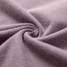 Women's Asymmetric Collar Numeric Print Knit Fabric T-Shirt, Suitable For Casual, Home, And Street Wear - Mauve Purple - View 5