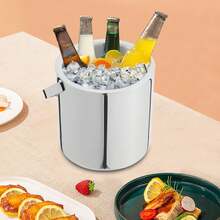 kangten 1300ML Double-Wall Stainless-Steel Insulated Ice Bucket With Lid And Ice Tong,Suitable For Champagne Wine Beer Bottle Cooler Bar Ice Cooling Bucke A Nice Gift Ice Bucket With Lid And Tongs, Portable Stainless Steel Double Wall Ice Bucket, 1.3L - Default - View 8