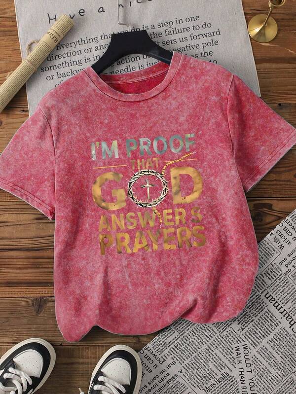 Summer Tops Comfortable Plus Size Short Sleeve Regular Hem Knitted Tee With Inspirational Graphic Graphic Tees Women Summer Outfits For Women