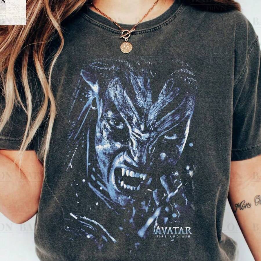 Vintage Neytiri T Shirt Shirt Animal Kingdom T-Shirt Shirt Fire And Ash Movie Shirt Neytiri Navi - 黑色 - 查看 1